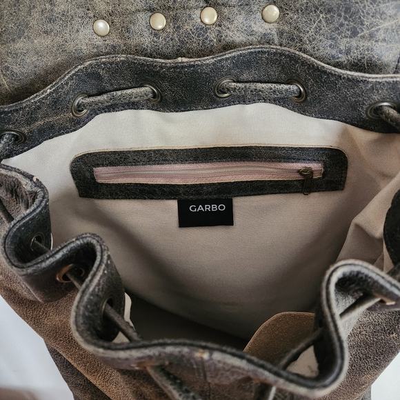 Handmade Genuine Leather Embroiderd Backpack Bag Purse - Picture 11 of 12